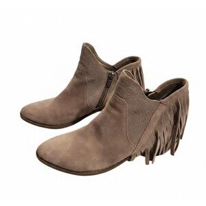 REBA Women’s Western Suede Fringe Ankle Boots Tassel Booties Size 6 M